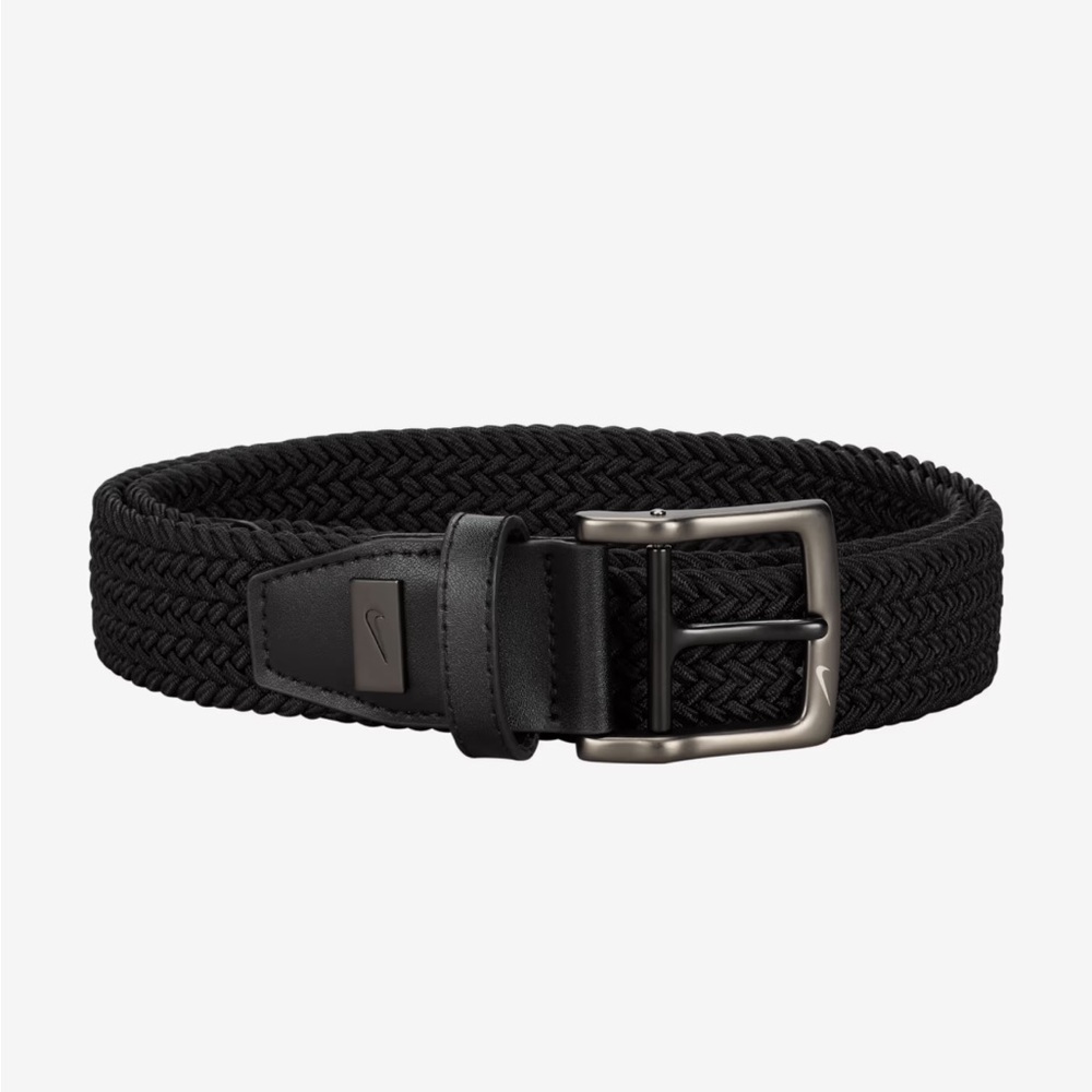 Nike G-Flex black stretch braided woven gold formal belt